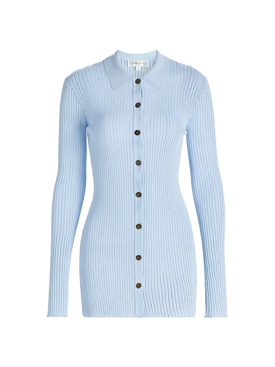 Ronny Kobo Women's Denzel Rib-Knit Cardigan - Skyway | Image 1 Ronny Kobo Women's Denzel Rib-Knit Cardigan - Skyway | Image 1
