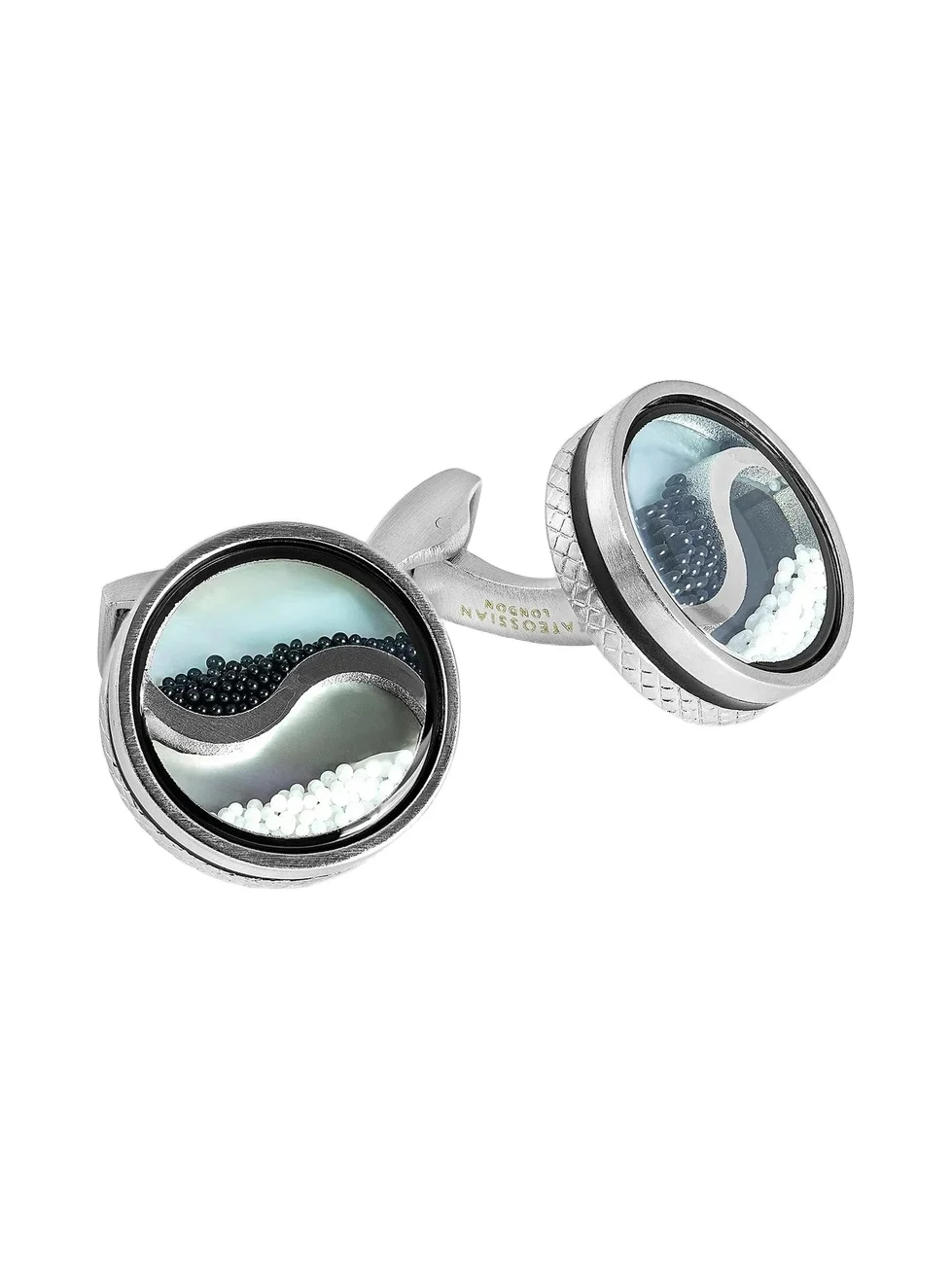 Men's Silvertone Yin-Yang Sand Timer Cufflinks Men's Silvertone Yin-Yang Sand Timer Cufflinks