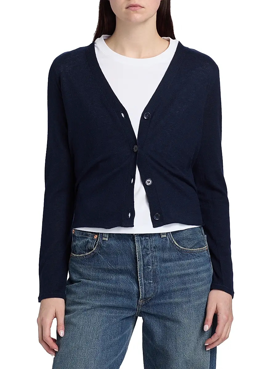 MAJESTIC FILATURES Women's Fitted V-Neck Cardigan | Thumbnail 3 MAJESTIC FILATURES Women's Fitted V-Neck Cardigan | Thumbnail 3