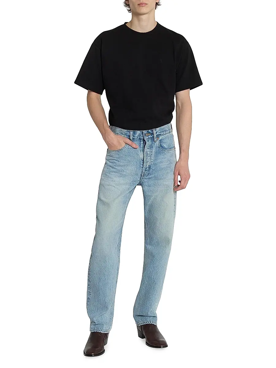 Saint Laurent Men's Loose-Fit Jeans in Beat Denim - South Blue | Thumbnail 3 Saint Laurent Men's Loose-Fit Jeans in Beat Denim - South Blue | Thumbnail 3