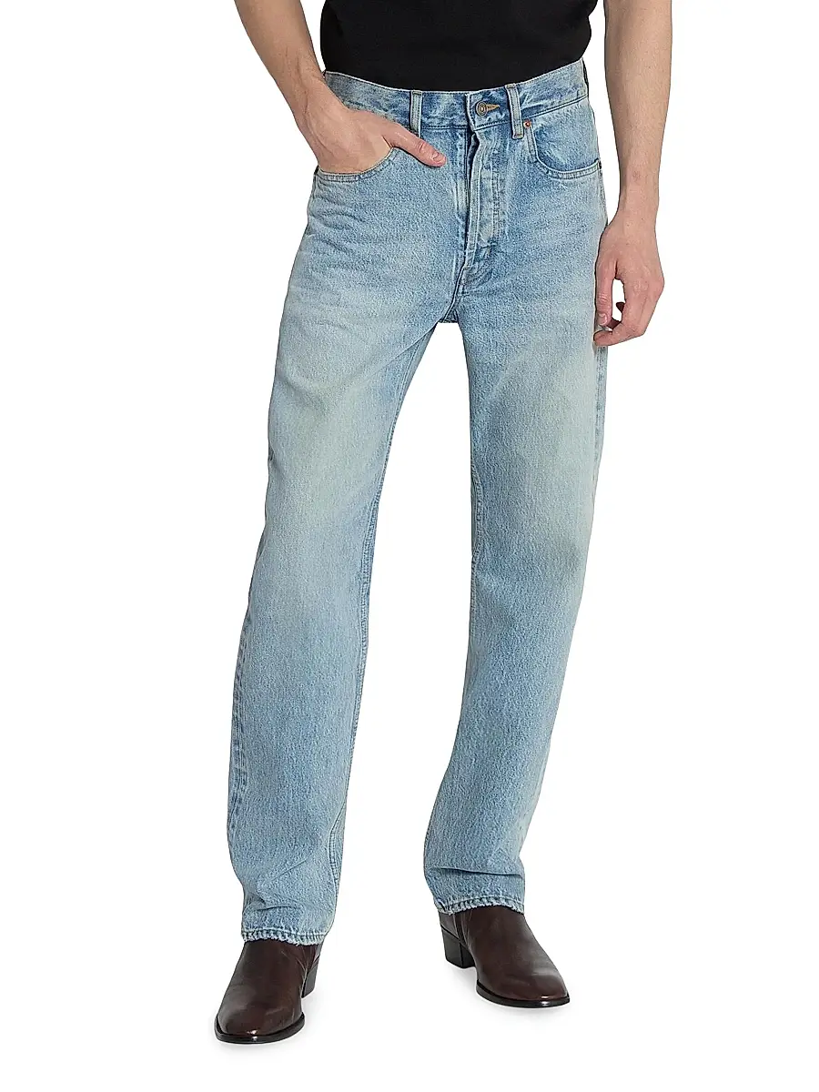 Saint Laurent Men's Loose-Fit Jeans in Beat Denim - South Blue | Thumbnail 4 Saint Laurent Men's Loose-Fit Jeans in Beat Denim - South Blue | Thumbnail 4