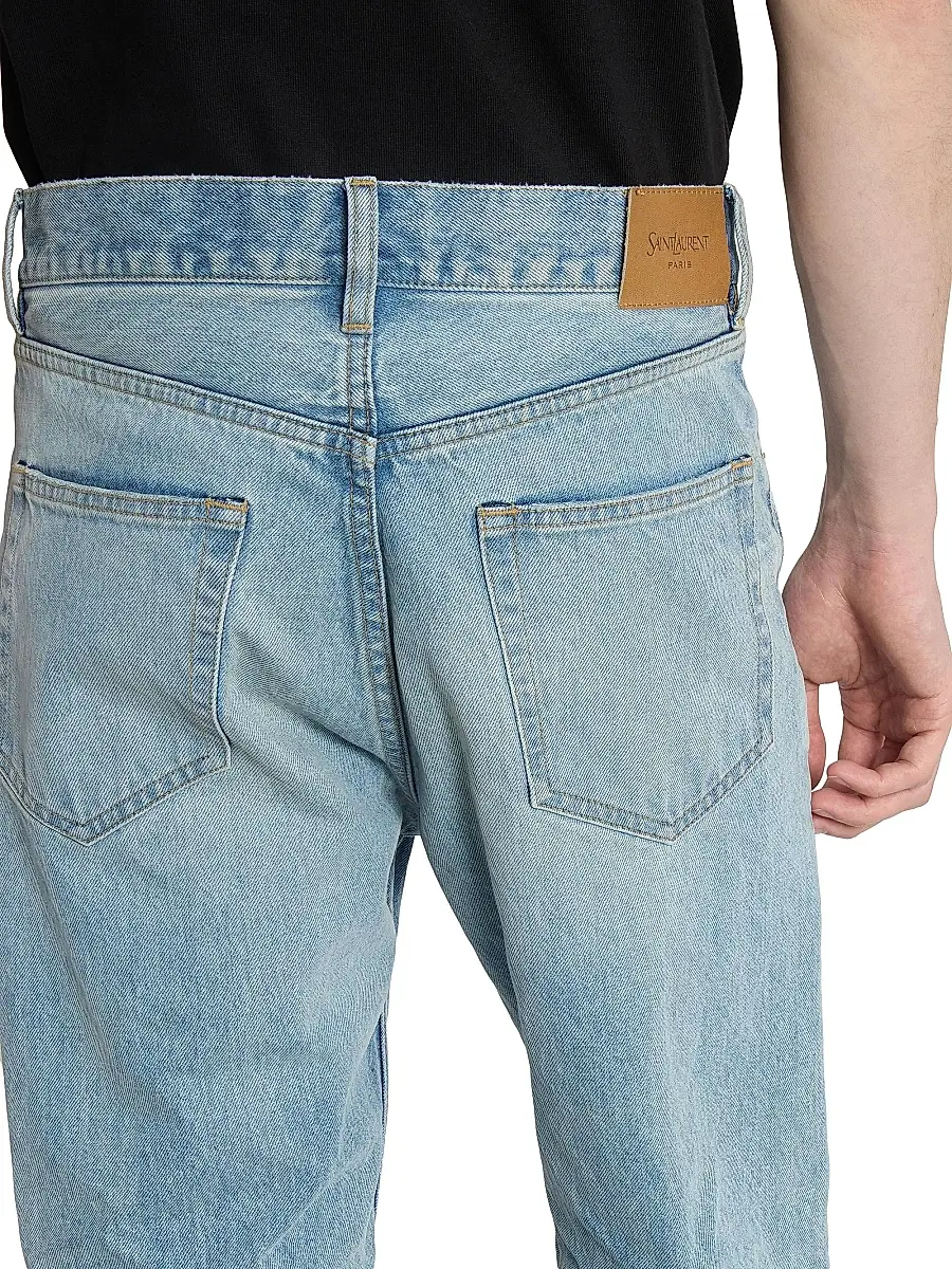 Saint Laurent Men's Loose-Fit Jeans in Beat Denim - South Blue | Thumbnail 7 Saint Laurent Men's Loose-Fit Jeans in Beat Denim - South Blue | Thumbnail 7