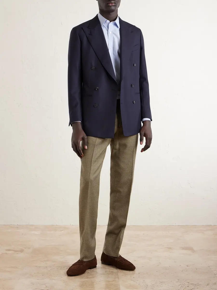 Ralph Lauren Purple Label Straight-Leg Checked Silk, Wool and Cashmere-Blend Suit Trousers - Men | Thumbnail 2 Ralph Lauren Purple Label Straight-Leg Checked Silk, Wool and Cashmere-Blend Suit Trousers - Men | Thumbnail 2