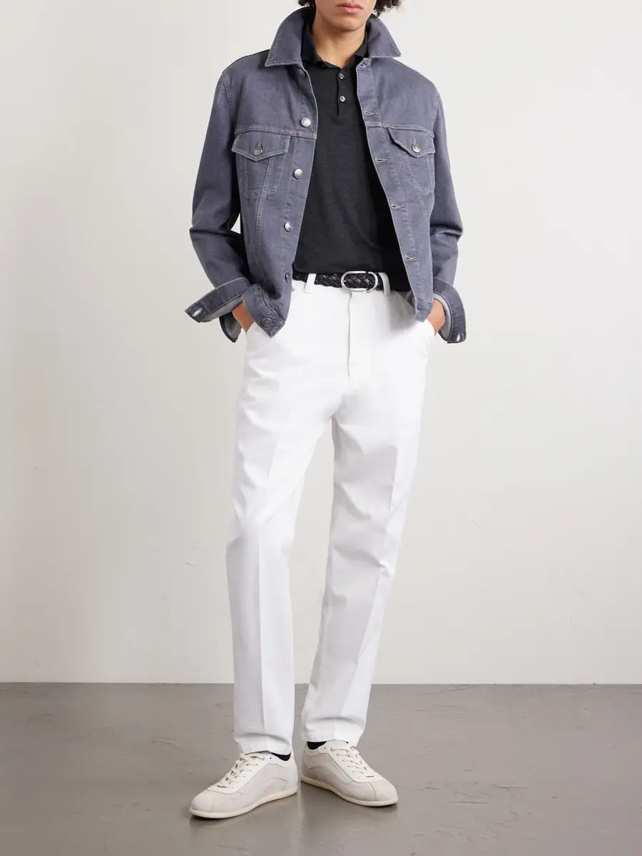 Brunello Cucinelli Slim-Fit Silk and Cotton-Blend Polo Shirt - Men | Thumbnail 2 Brunello Cucinelli Slim-Fit Silk and Cotton-Blend Polo Shirt - Men | Thumbnail 2