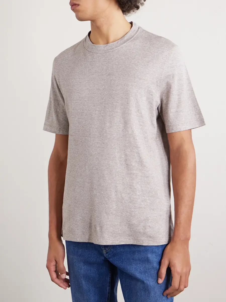 Brunello Cucinelli Slub Linen and Cotton-Blend Jersey T-Shirt - Men | Thumbnail 3 Brunello Cucinelli Slub Linen and Cotton-Blend Jersey T-Shirt - Men | Thumbnail 3