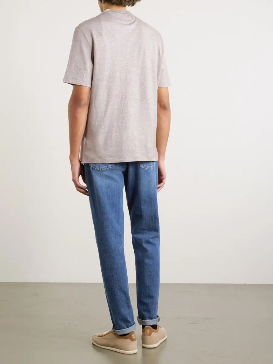 Brunello Cucinelli Slub Linen and Cotton-Blend Jersey T-Shirt - Men | Thumbnail 4 Brunello Cucinelli Slub Linen and Cotton-Blend Jersey T-Shirt - Men | Thumbnail 4