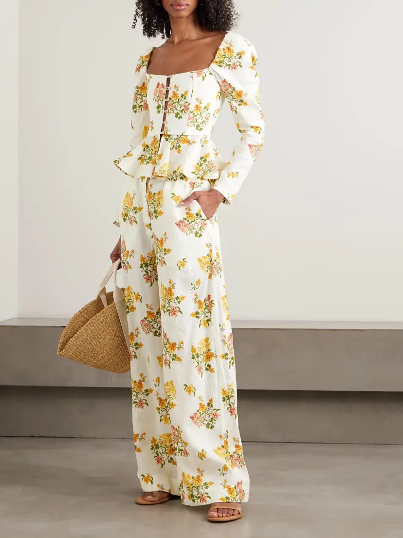 Agua by Agua Bendita Tota Cordillera Floral-print Linen Wide-leg Pants | Thumbnail 2