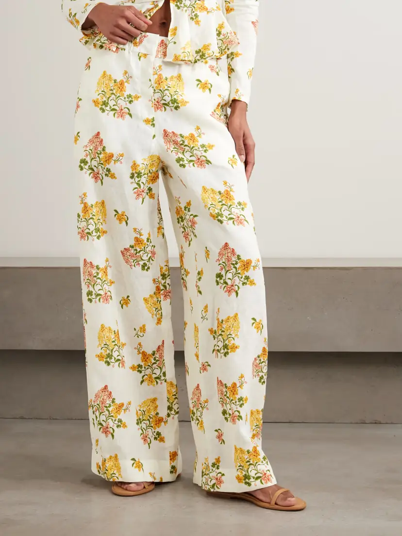 Agua by Agua Bendita Tota Cordillera Floral-print Linen Wide-leg Pants | Thumbnail 3