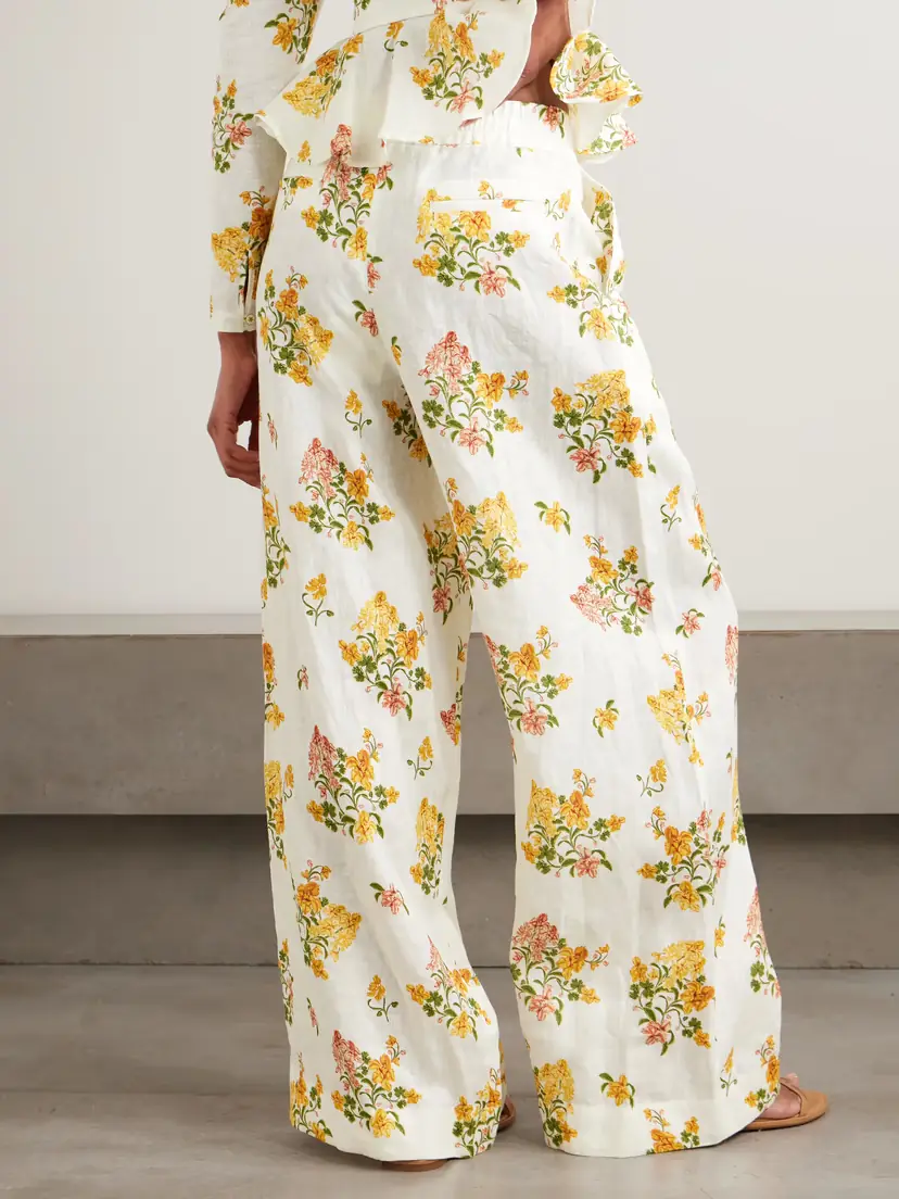 Agua by Agua Bendita Tota Cordillera Floral-print Linen Wide-leg Pants | Thumbnail 4