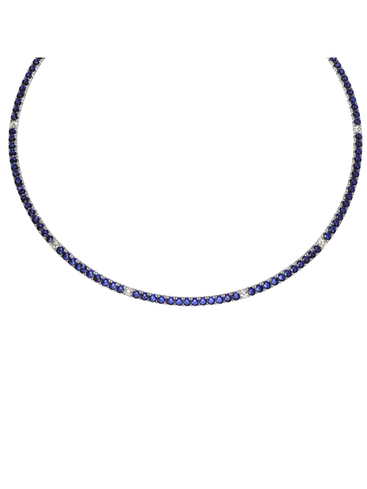 14.83ct Diamond Sapphire 14K Gold Tennis Necklace 14.83ct Diamond Sapphire 14K Gold Tennis Necklace