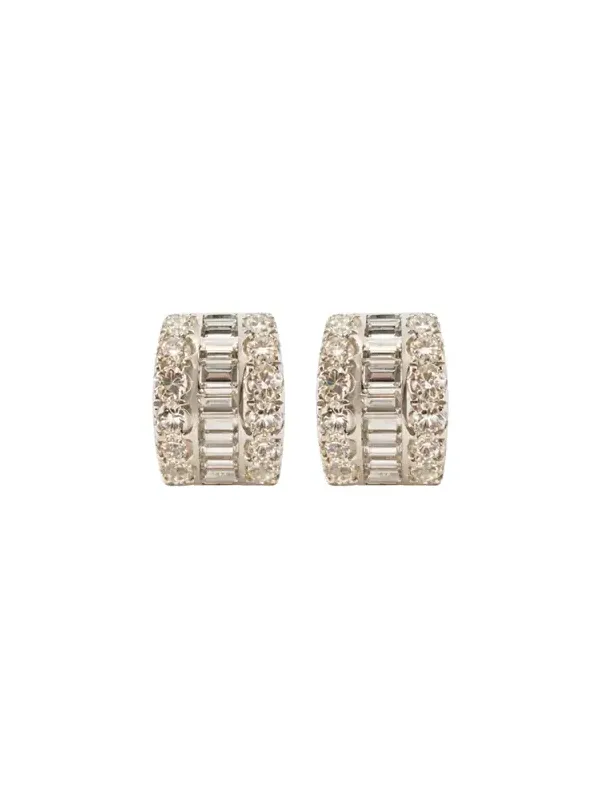3.60ct Diamond 18K Gold Half Hoop Earrings 3.60ct Diamond 18K Gold Half Hoop Earrings
