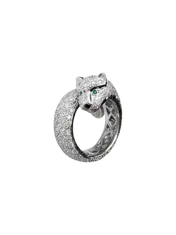 Wish Fine Jewelry 3.92ct Emerald Diamond 18K Gold Panther Wrap Ring