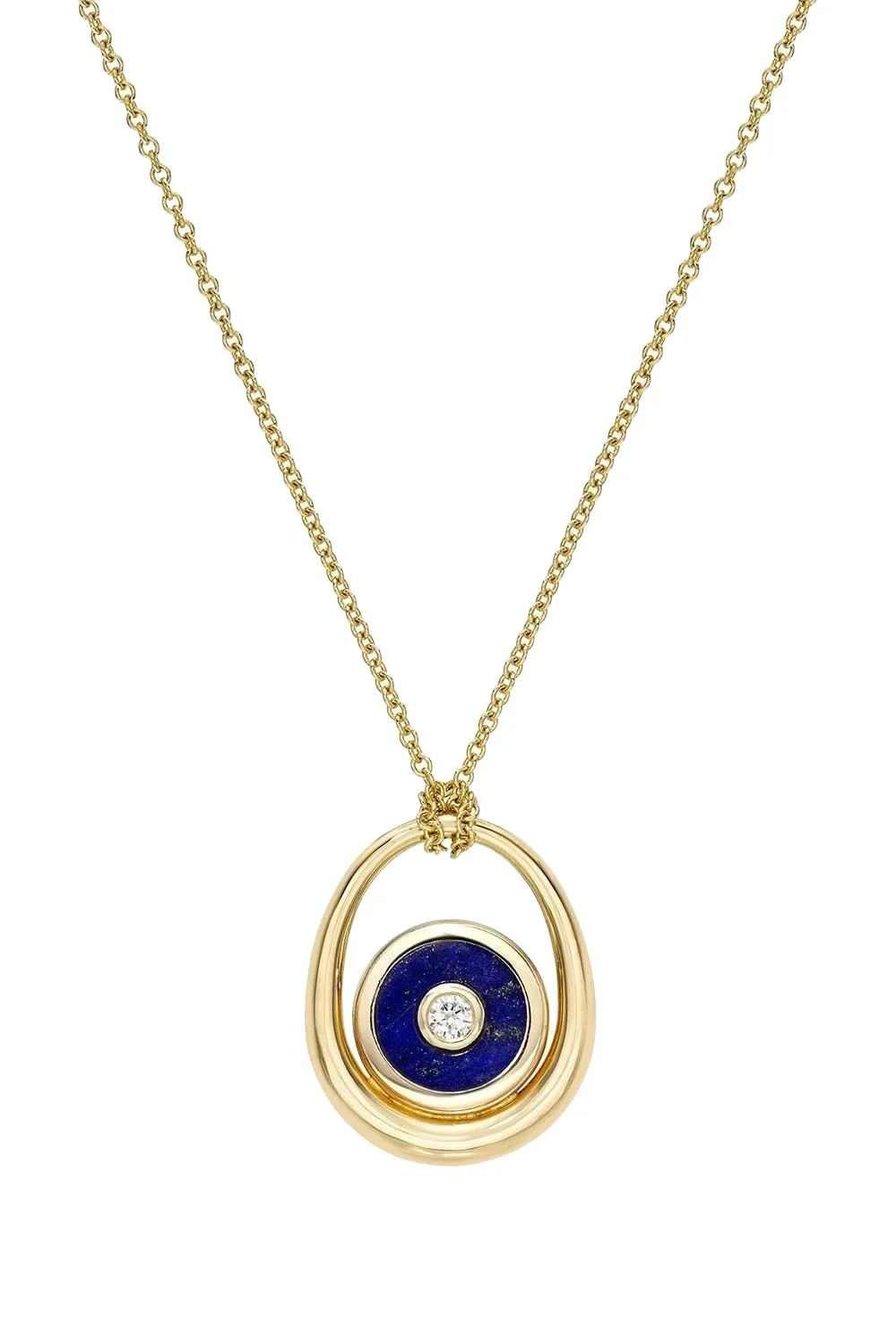 Retrouvaí Lapis Diamond Midi Compass Sling Pendant Necklace