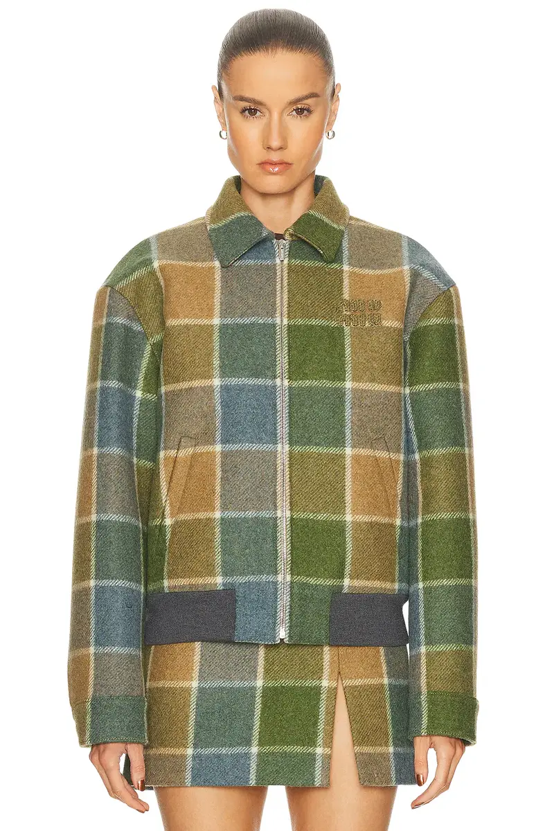 Miu Miu Check Padded Jacket | Thumbnail 2