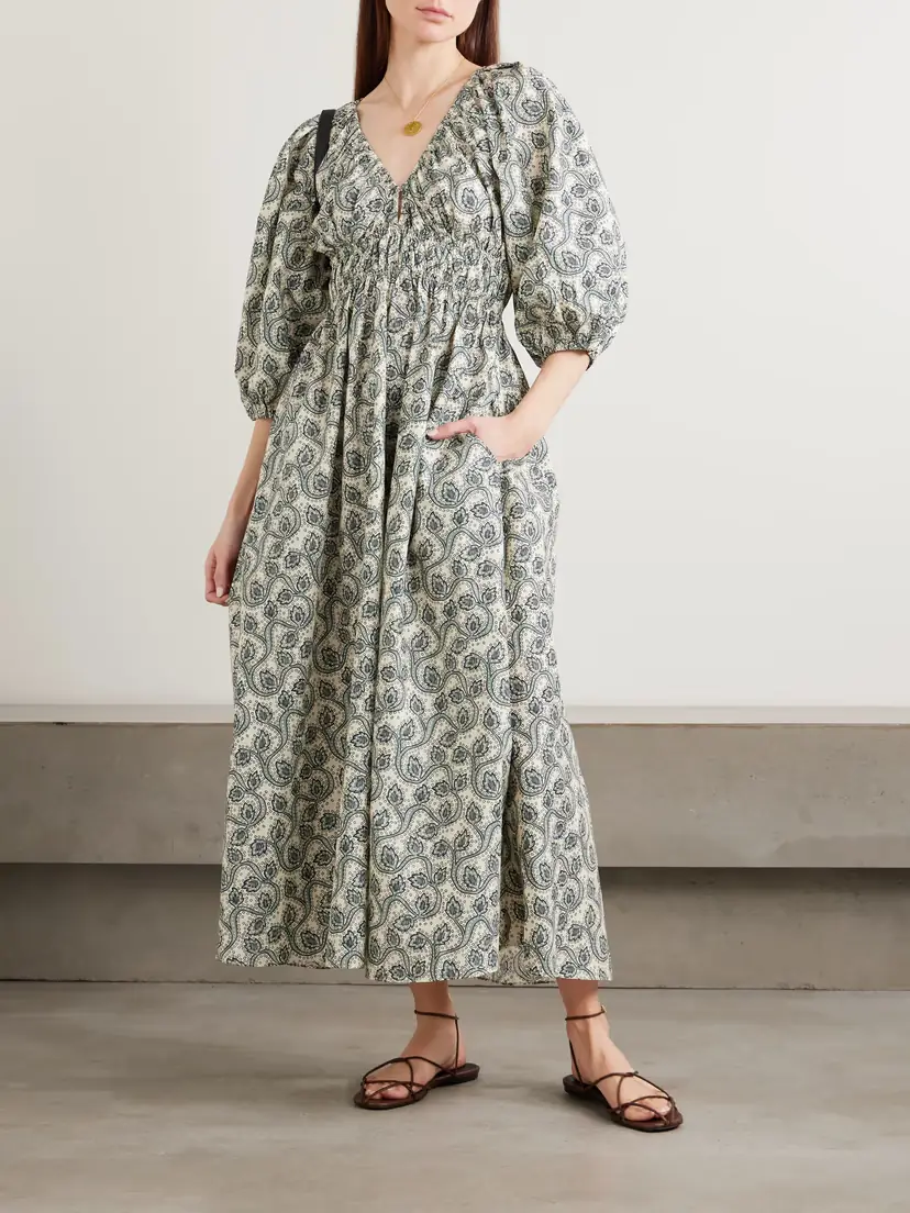 Matteau Shirred Paisley-print Organic Cotton Midi Dress | Thumbnail 2
