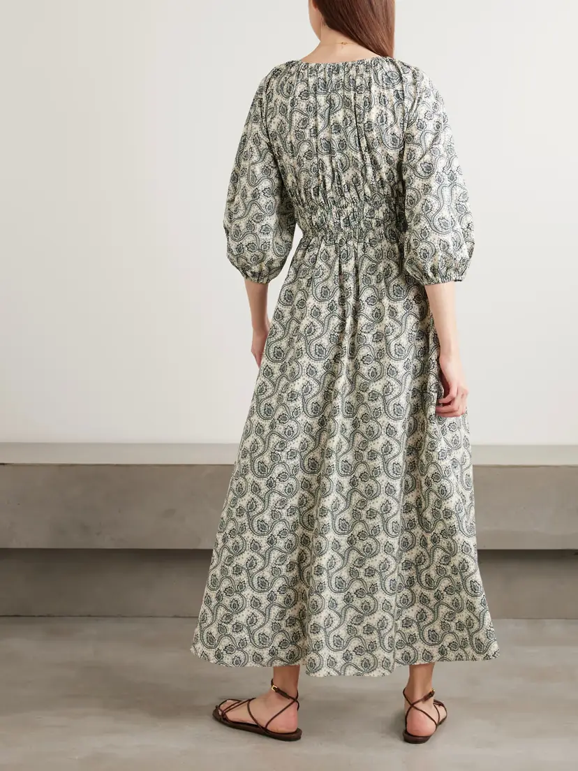 Matteau Shirred Paisley-print Organic Cotton Midi Dress | Thumbnail 3