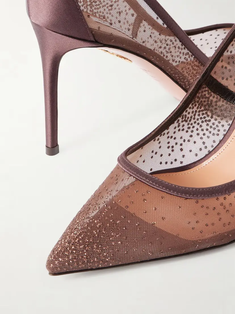 Aquazzura Nude 85 Satin-trimmed Embellished Mesh Pumps | Thumbnail 5 Aquazzura Nude 85 Satin-trimmed Embellished Mesh Pumps | Thumbnail 5