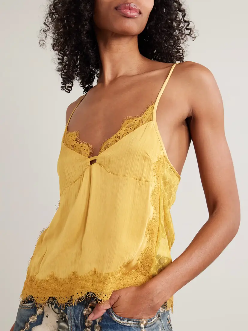 R13 Tie-detailed Lace And Crepon Camisole | Thumbnail 3