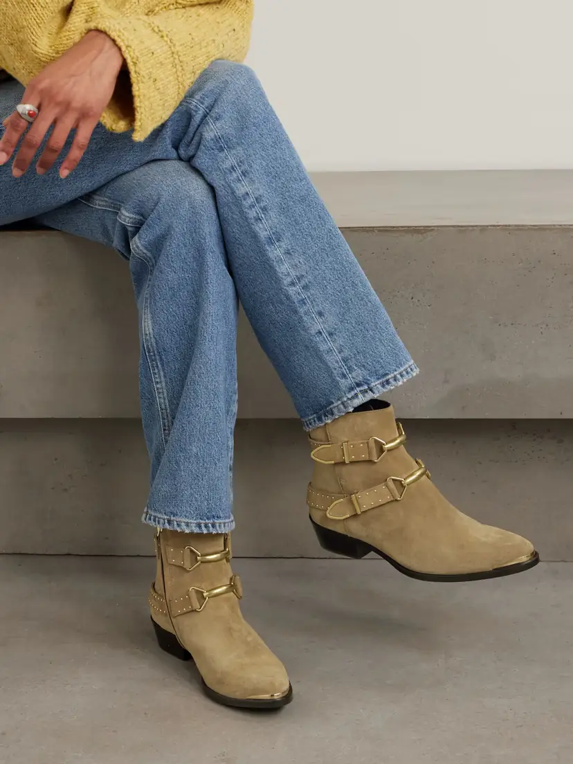 Isabel Marant Zalya Buckled Studded Suede Ankle Boots | Thumbnail 2 Isabel Marant Zalya Buckled Studded Suede Ankle Boots | Thumbnail 2
