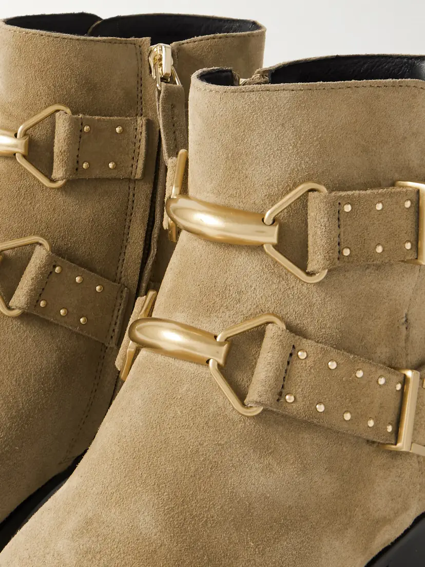 Isabel Marant Zalya Buckled Studded Suede Ankle Boots | Thumbnail 4 Isabel Marant Zalya Buckled Studded Suede Ankle Boots | Thumbnail 4