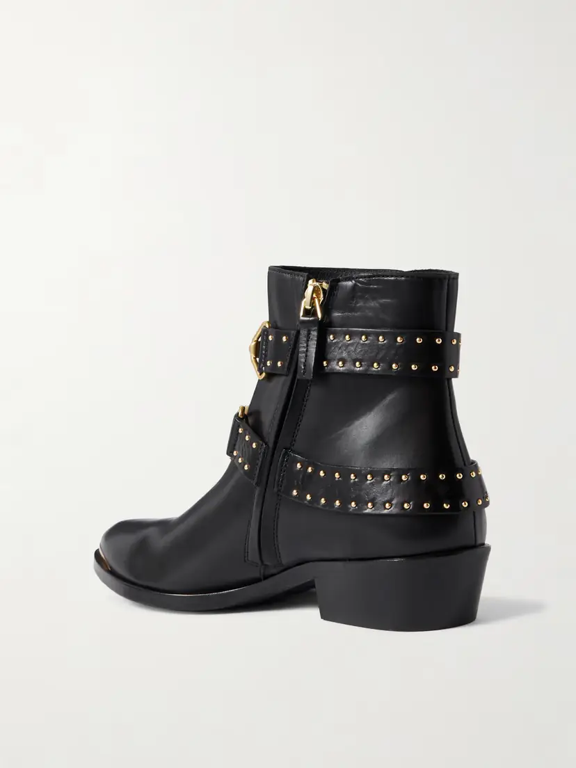 Isabel Marant Zalya Buckled Studded Leather Ankle Boots | Thumbnail 3