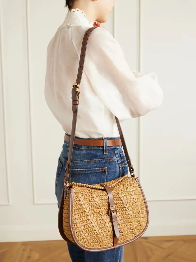 Etro Pony Medium Leather-trimmed Raffia Shoulder Bag | Thumbnail 3