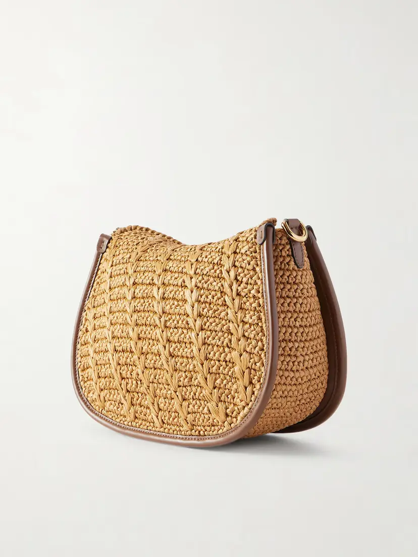 Etro Pony Medium Leather-trimmed Raffia Shoulder Bag | Thumbnail 4