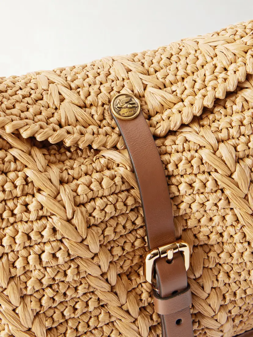 Etro Pony Medium Leather-trimmed Raffia Shoulder Bag | Thumbnail 5