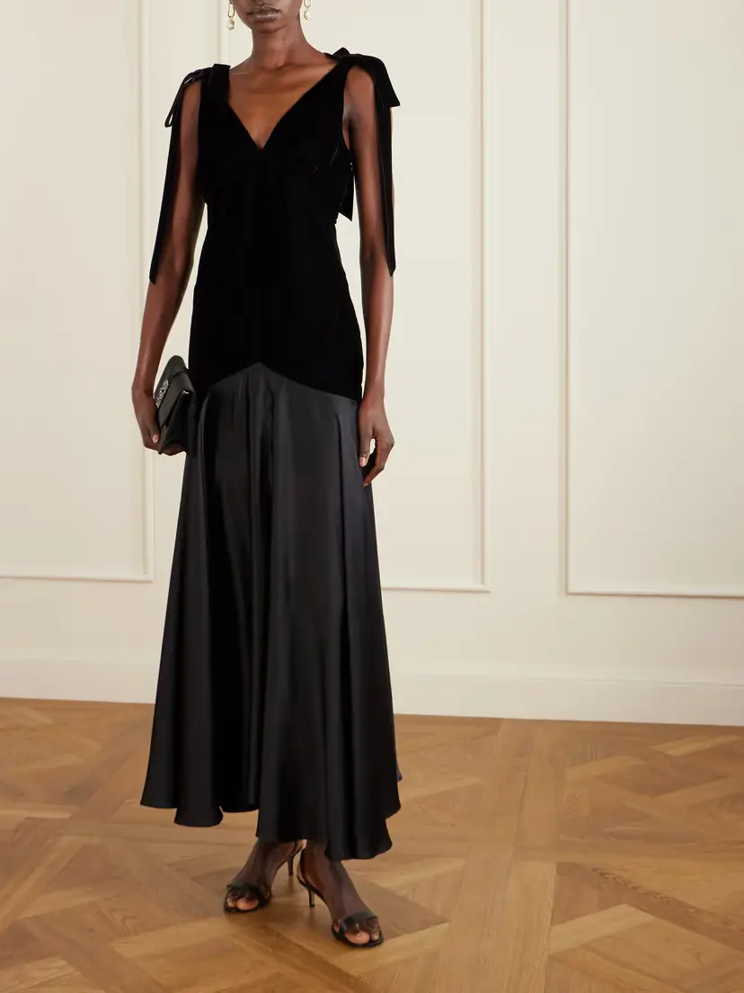 Rodarte Bow-detailed Velvet And Silk-satin Gown | Thumbnail 2