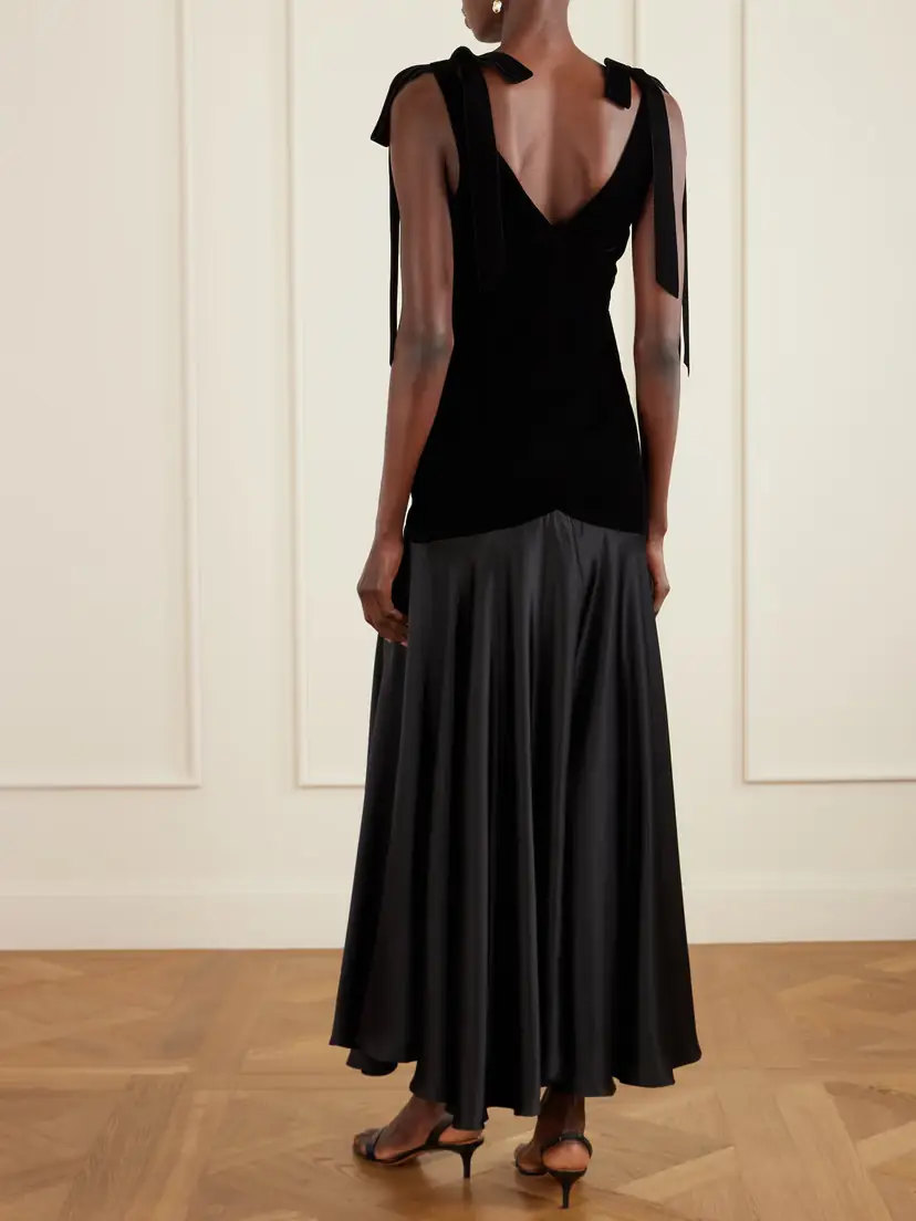 Rodarte Bow-detailed Velvet And Silk-satin Gown | Thumbnail 3