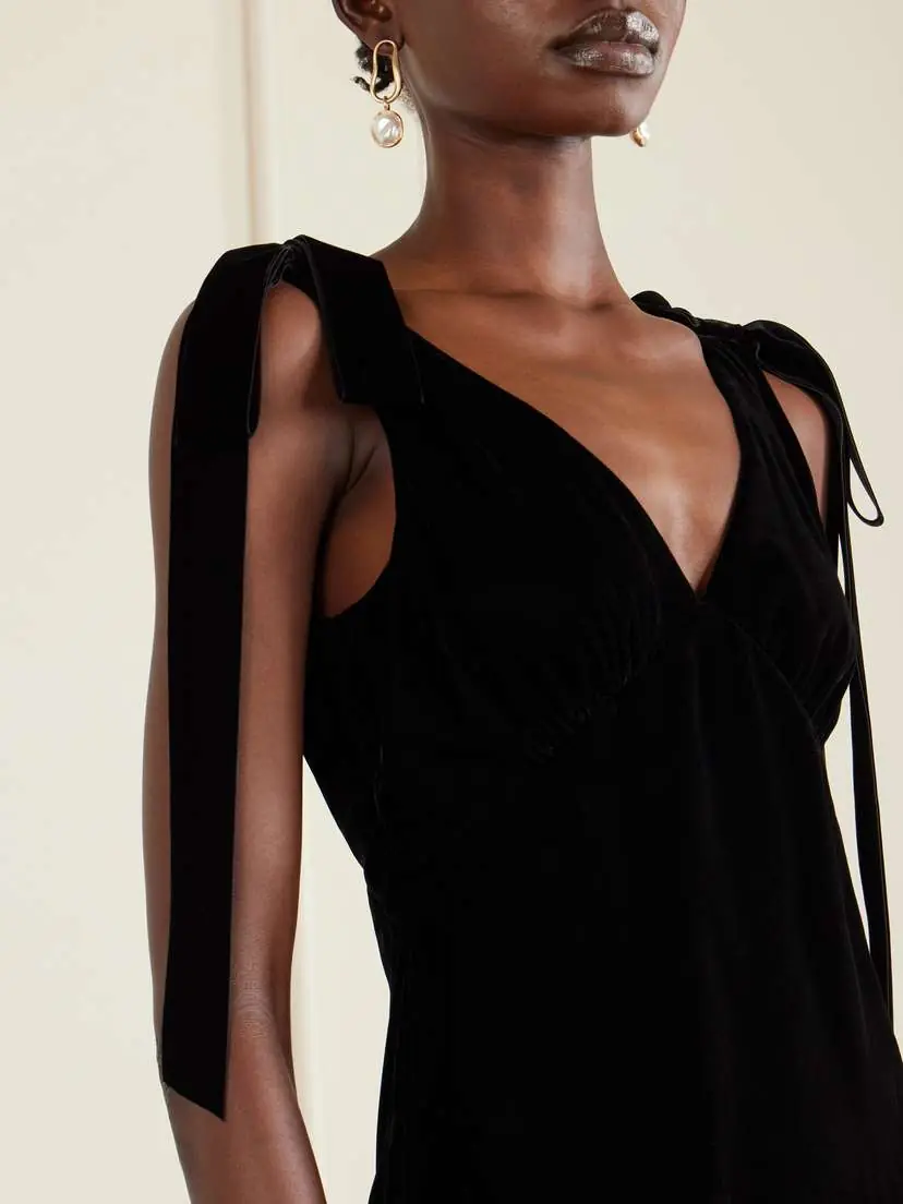 Rodarte Bow-detailed Velvet And Silk-satin Gown | Thumbnail 4