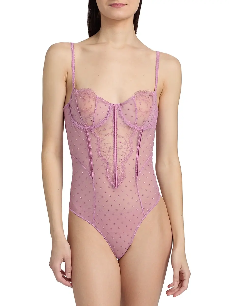 Kiki de Montparnasse Women's Merci Beaucoup Laced One-Piece Bodysuit - Mauve | Thumbnail 3 Kiki de Montparnasse Women's Merci Beaucoup Laced One-Piece Bodysuit - Mauve | Thumbnail 3
