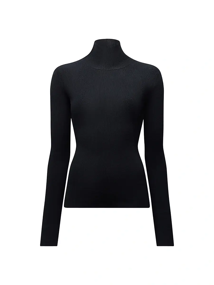 Women's Rib Knitwear Turtleneck Sweater - Black