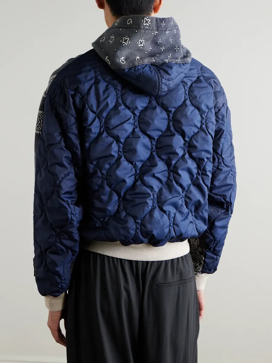 KAPITAL Panelled Bandana-Print Cotton-Jersey and Quilted Shell Hoodie - Men | Thumbnail 4 KAPITAL Panelled Bandana-Print Cotton-Jersey and Quilted Shell Hoodie - Men | Thumbnail 4