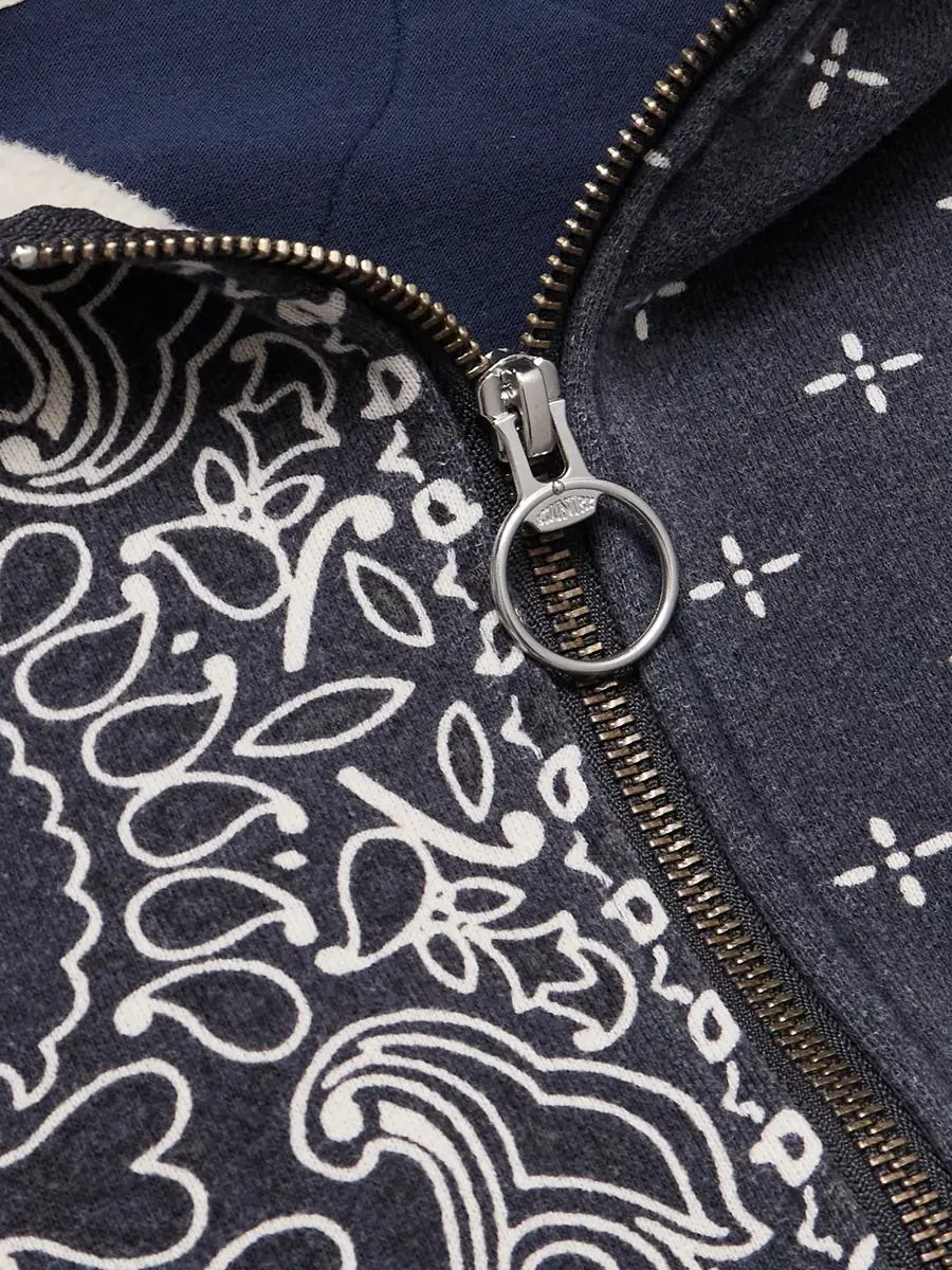 KAPITAL Panelled Bandana-Print Cotton-Jersey and Quilted Shell Hoodie - Men | Thumbnail 5 KAPITAL Panelled Bandana-Print Cotton-Jersey and Quilted Shell Hoodie - Men | Thumbnail 5