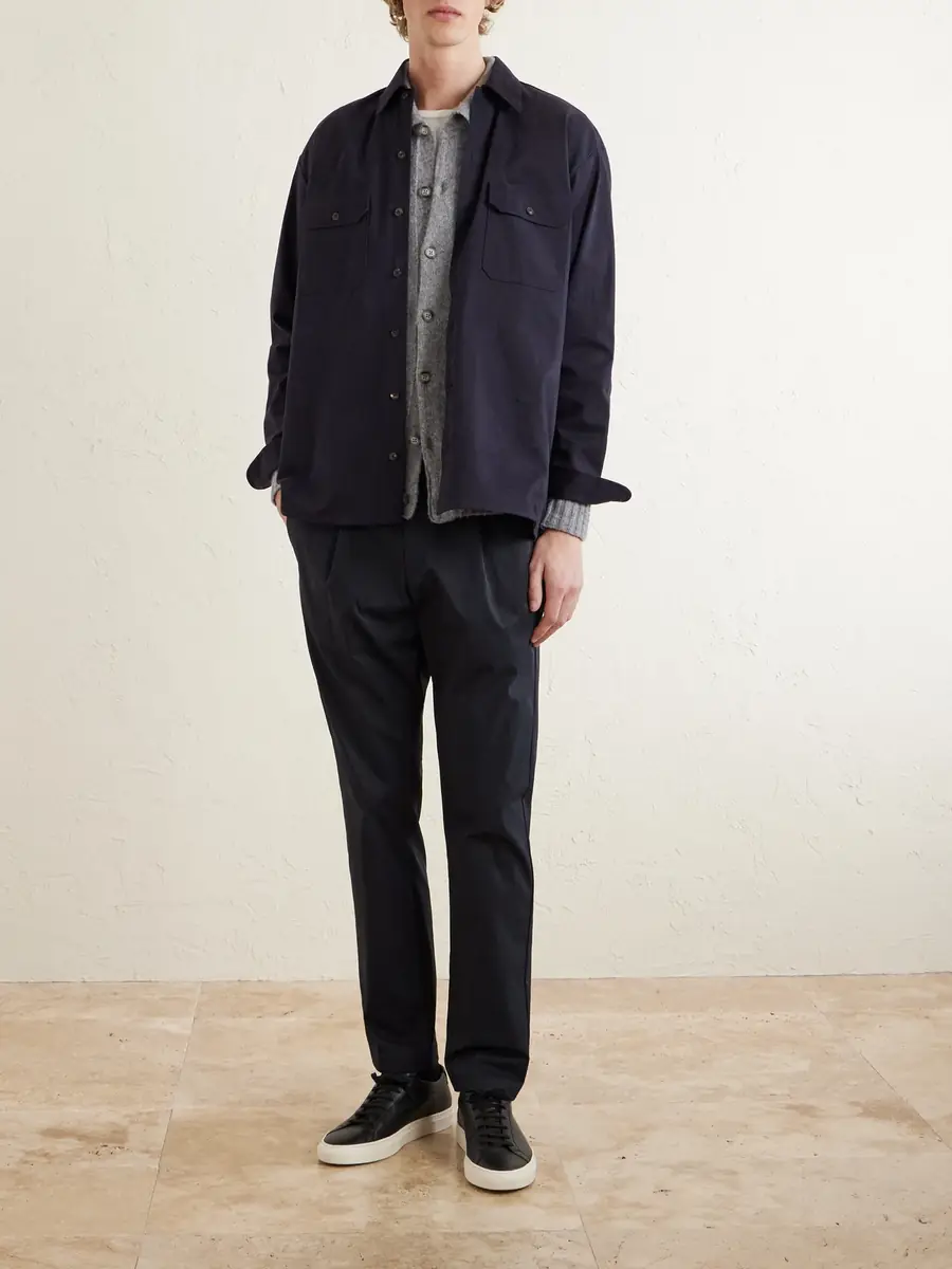 HERNO Tapered Pleated Stretch-Twill Trousers - Men | Thumbnail 2