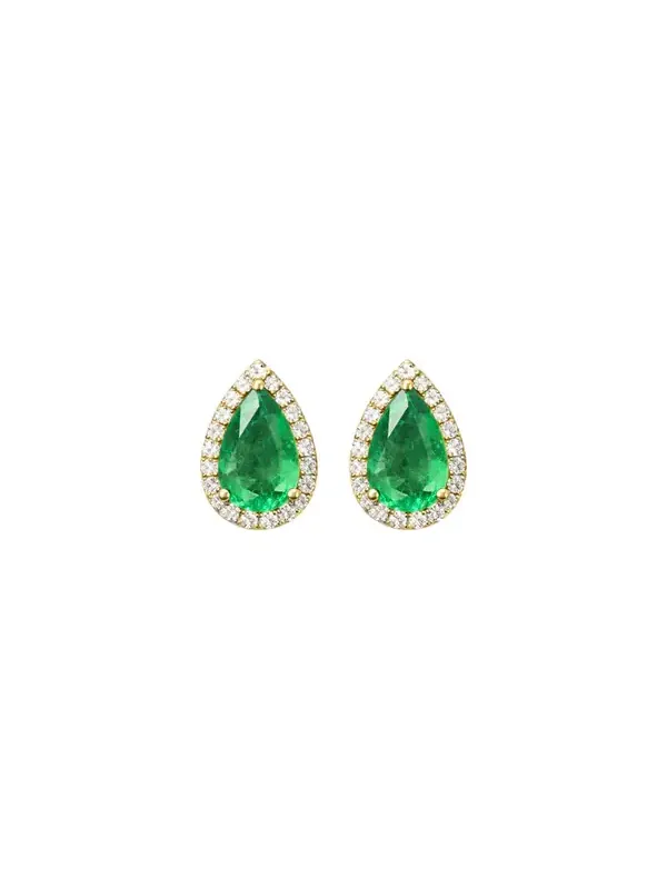 1.52ct Emerald Diamond 18K Gold Pear Halo Earrings 1.52ct Emerald Diamond 18K Gold Pear Halo Earrings