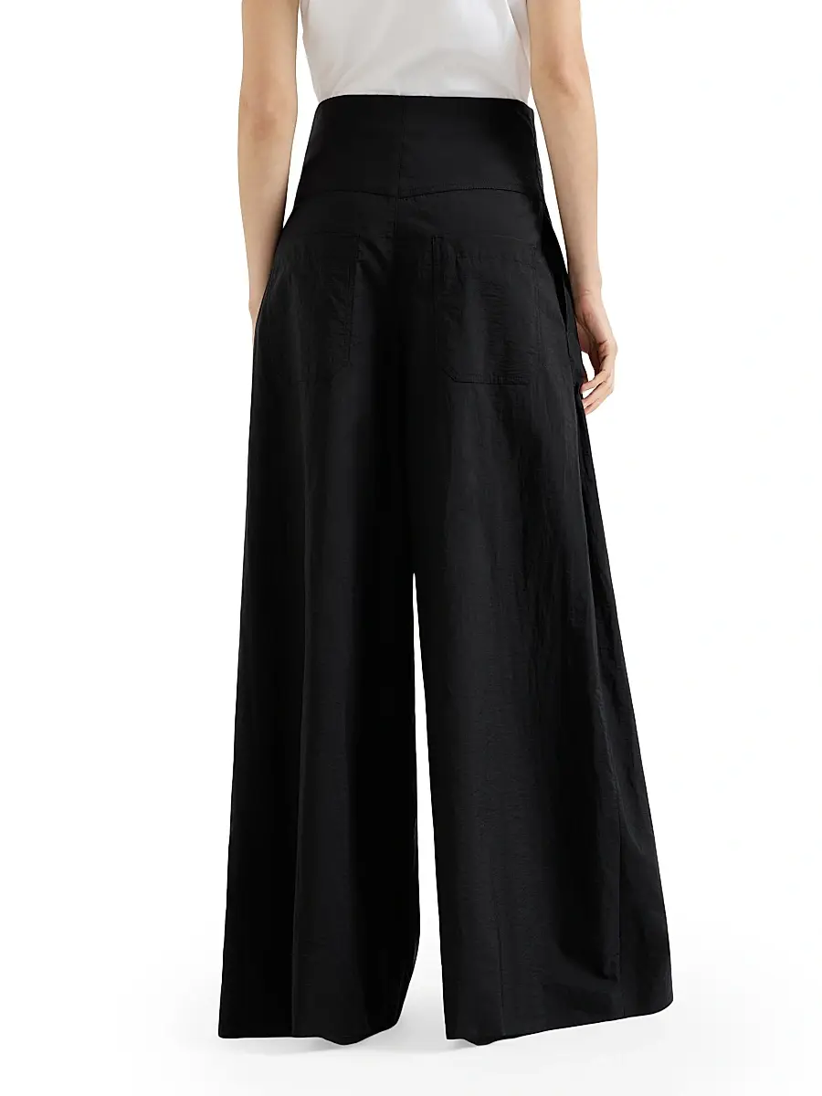 Brunello Cucinelli Women's Techno Cotton Poplin Maxi Trousers - Black | Thumbnail 3 Brunello Cucinelli Women's Techno Cotton Poplin Maxi Trousers - Black | Thumbnail 3