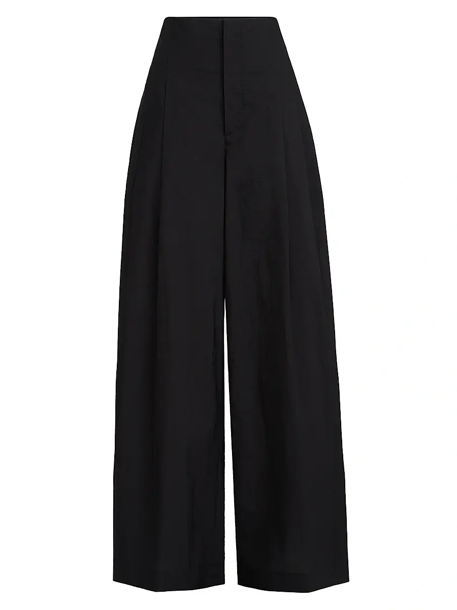 Brunello Cucinelli Women's Techno Cotton Poplin Maxi Trousers - Black | Image 1 Brunello Cucinelli Women's Techno Cotton Poplin Maxi Trousers - Black | Image 1