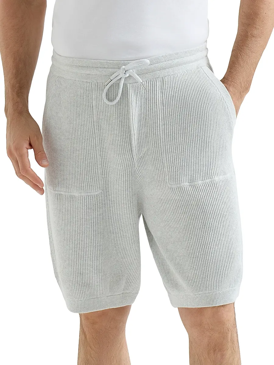 Brunello Cucinelli Men's Cotton English Rib Knit Bermuda Shorts | Thumbnail 2