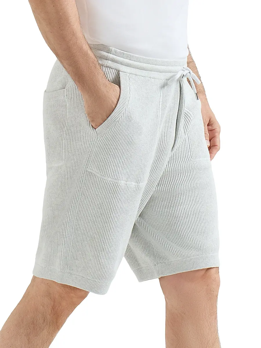Brunello Cucinelli Men's Cotton English Rib Knit Bermuda Shorts | Thumbnail 3