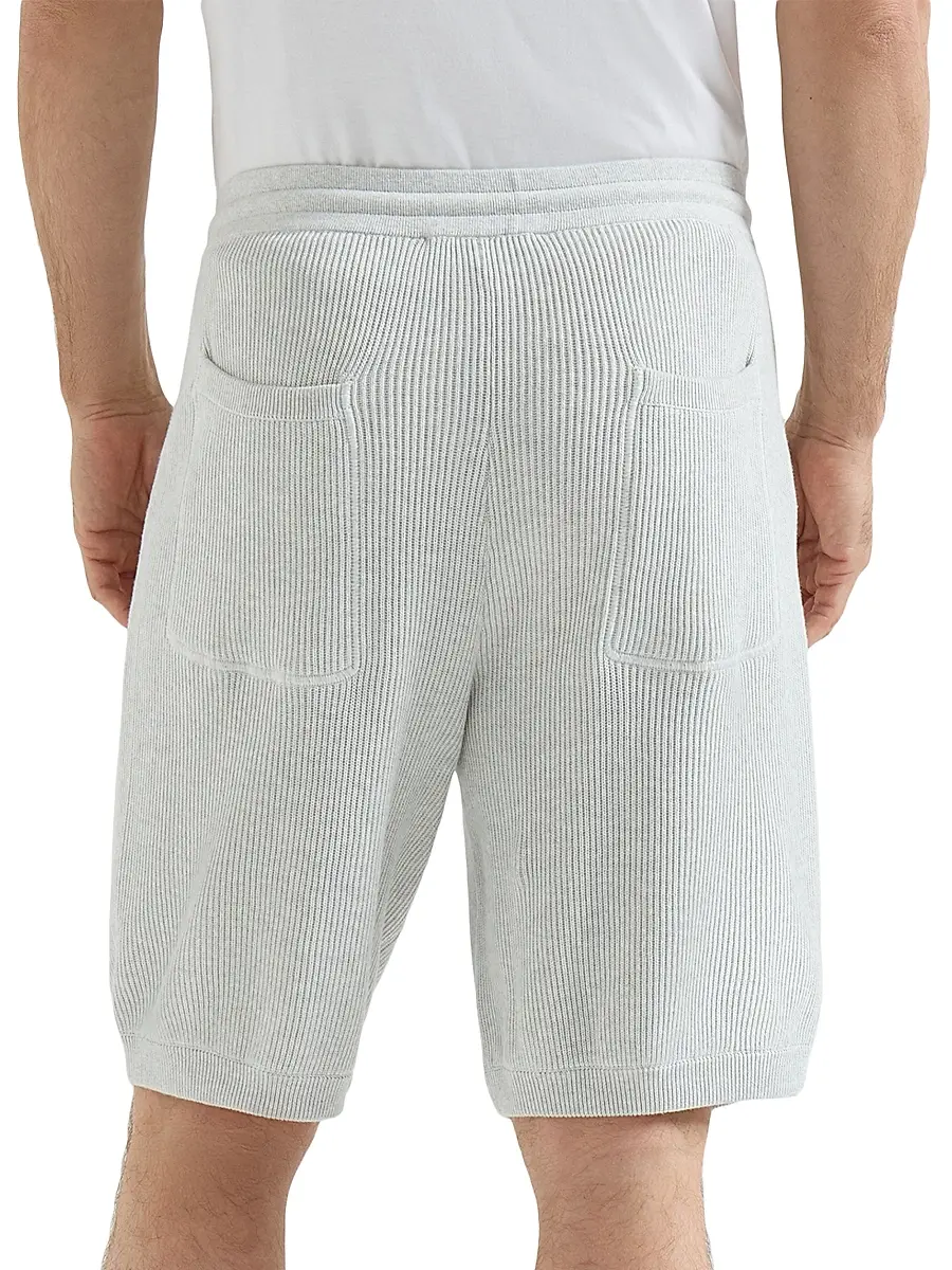 Brunello Cucinelli Men's Cotton English Rib Knit Bermuda Shorts | Thumbnail 4