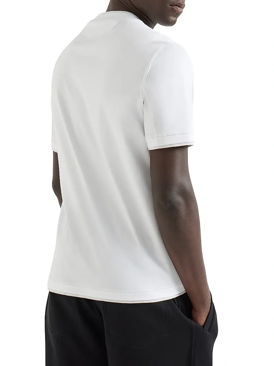 Brunello Cucinelli Men's Cotton Jersey Crew-Neck T-Shirt - White | Thumbnail 3 Brunello Cucinelli Men's Cotton Jersey Crew-Neck T-Shirt - White | Thumbnail 3