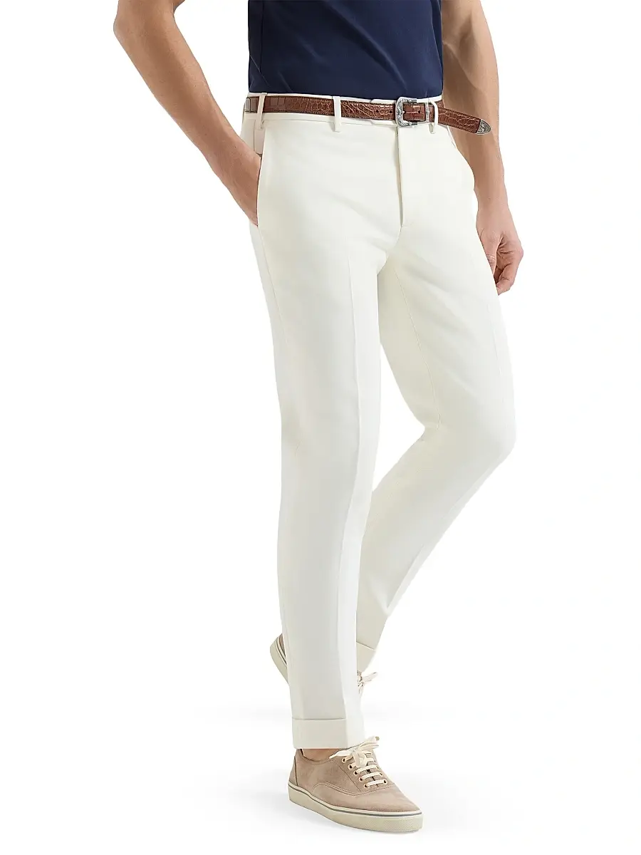 Brunello Cucinelli Men's Cotton and Virgin Wool Gabardine Italian Fit Trousers | Thumbnail 2 Brunello Cucinelli Men's Cotton and Virgin Wool Gabardine Italian Fit Trousers | Thumbnail 2