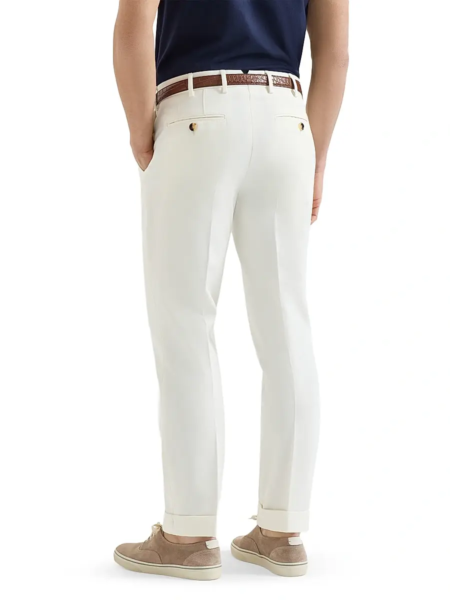 Brunello Cucinelli Men's Cotton and Virgin Wool Gabardine Italian Fit Trousers | Thumbnail 3 Brunello Cucinelli Men's Cotton and Virgin Wool Gabardine Italian Fit Trousers | Thumbnail 3