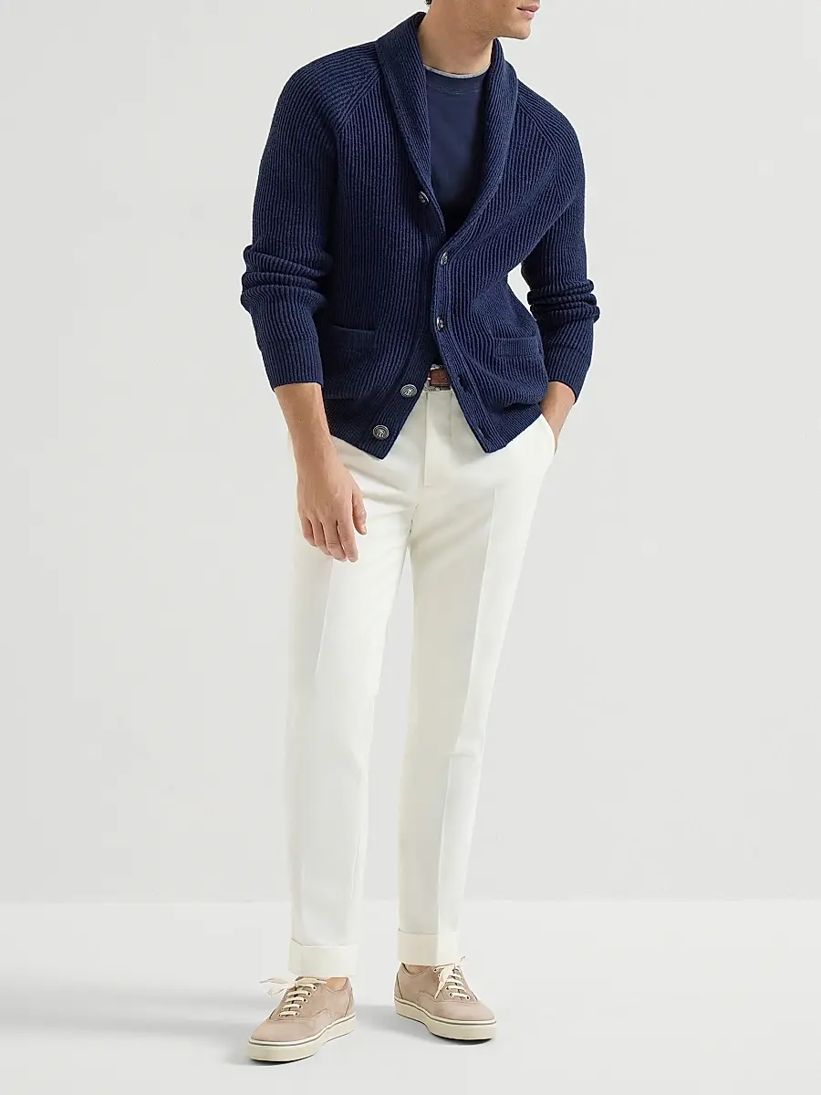 Brunello Cucinelli Men's Cotton and Virgin Wool Gabardine Italian Fit Trousers | Thumbnail 6 Brunello Cucinelli Men's Cotton and Virgin Wool Gabardine Italian Fit Trousers | Thumbnail 6
