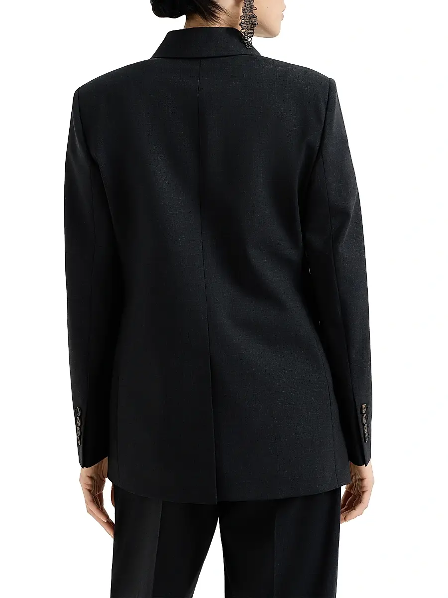 Brunello Cucinelli Women's Tropical Luxury Wool Blazer with Monili - Lignite | Thumbnail 3 Brunello Cucinelli Women's Tropical Luxury Wool Blazer with Monili - Lignite | Thumbnail 3