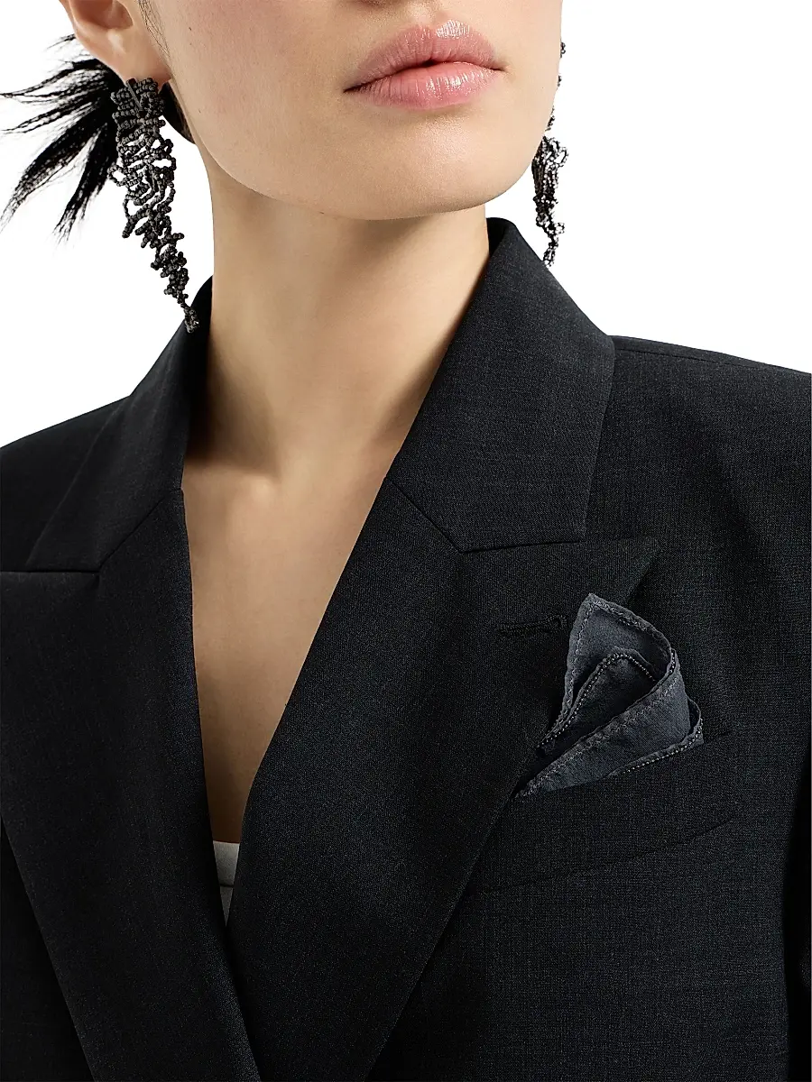 Brunello Cucinelli Women's Tropical Luxury Wool Blazer with Monili - Lignite | Thumbnail 5 Brunello Cucinelli Women's Tropical Luxury Wool Blazer with Monili - Lignite | Thumbnail 5
