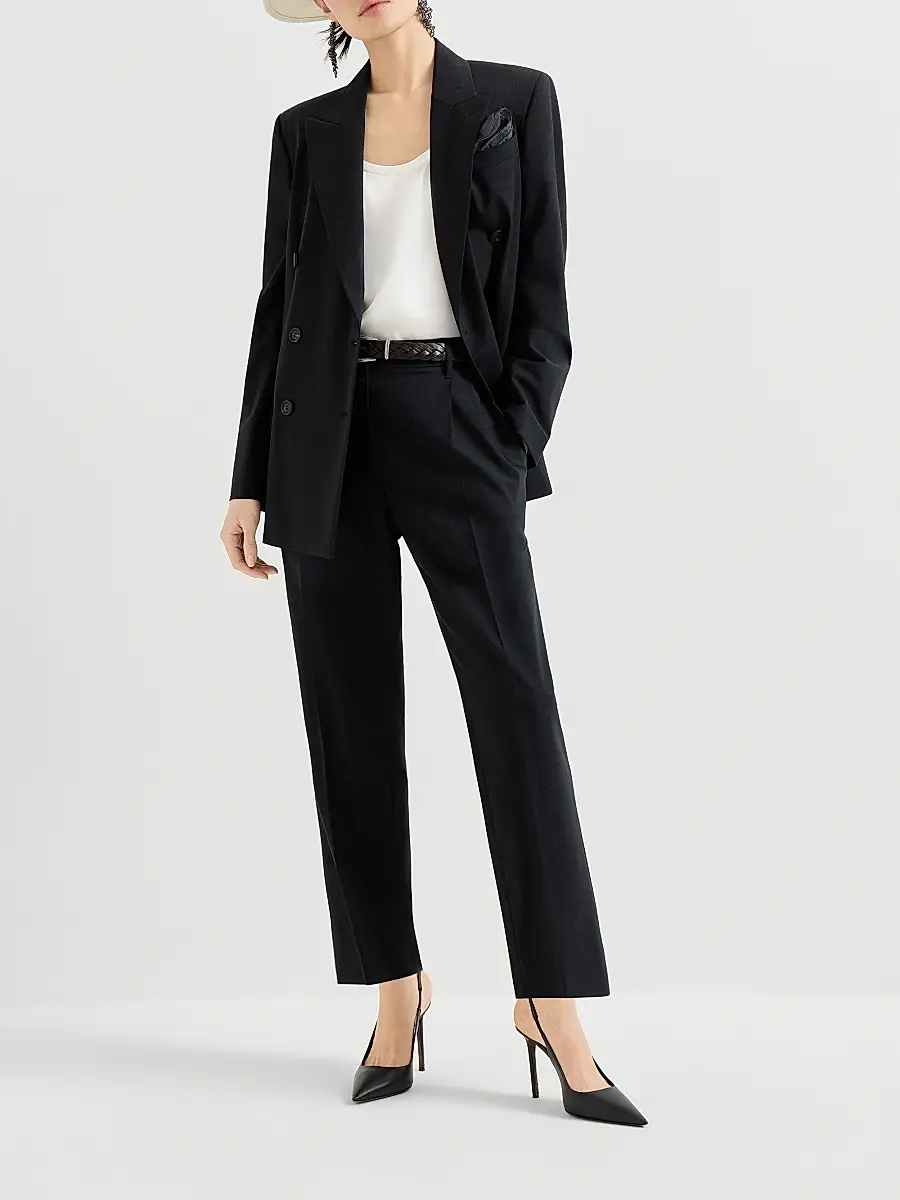 Brunello Cucinelli Women's Tropical Luxury Wool Blazer with Monili - Lignite | Thumbnail 6 Brunello Cucinelli Women's Tropical Luxury Wool Blazer with Monili - Lignite | Thumbnail 6
