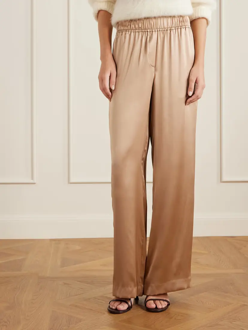 Brunello Cucinelli Stretch Silk-blend Satin Wide-leg Pants | Thumbnail 3 Brunello Cucinelli Stretch Silk-blend Satin Wide-leg Pants | Thumbnail 3